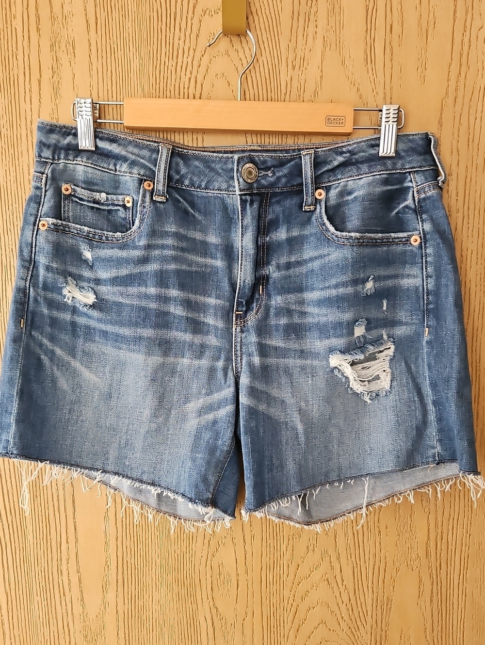 American Eagle Outfitters Distressed Light Blue Denim Shorts